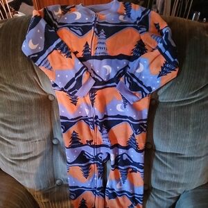 Cozy Orange and Blue Pajama Footie Onesie
